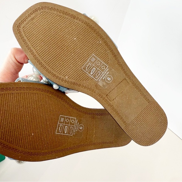 NWT Lauren Lorraine Nilo Pearl Denim Slides, Size 6 - Picture 10 of 11